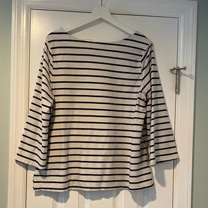 Cream and navy striped top